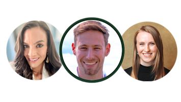 Three headshots of Kiva employees