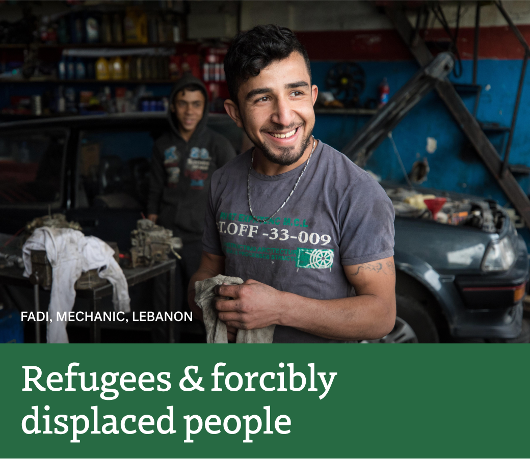 Refugees and forcibly displaced people. Pictured - Fadi, Mechanic, Lebanon
