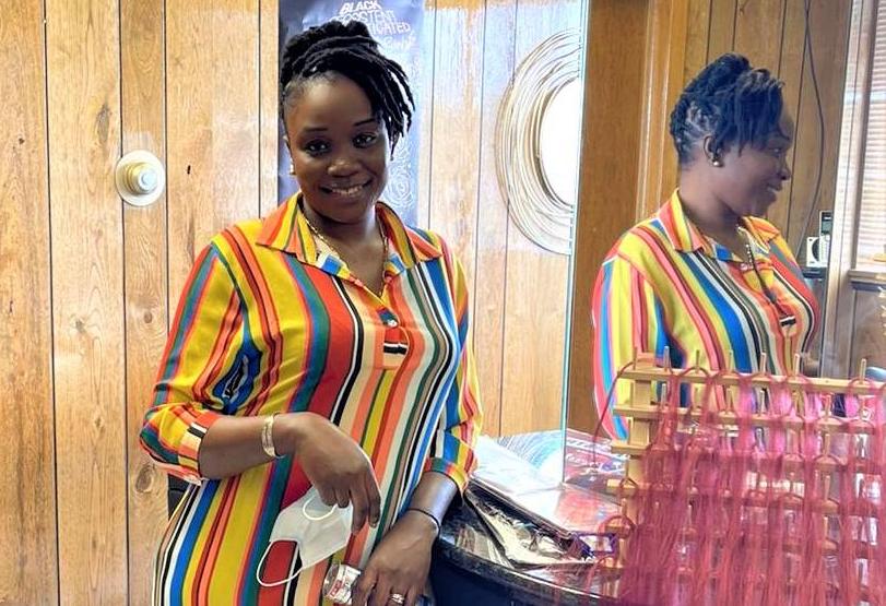 Jimbi took a loan from Kiva U.S. to grow her beauty salon business and continue to serve her clients